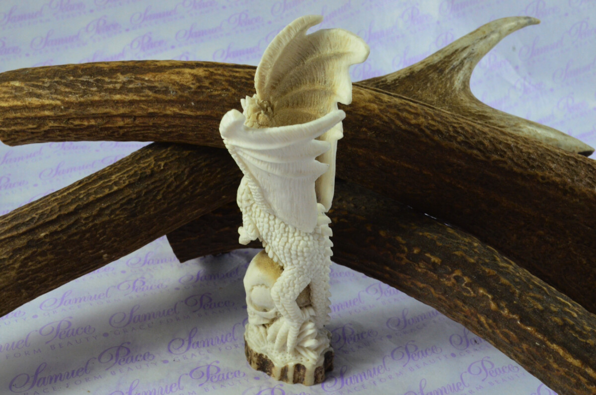 Special Hand Carved Dragon Walking Stick Cane Top Handle Stag Antler Horn Made Sheffield England - Image 3