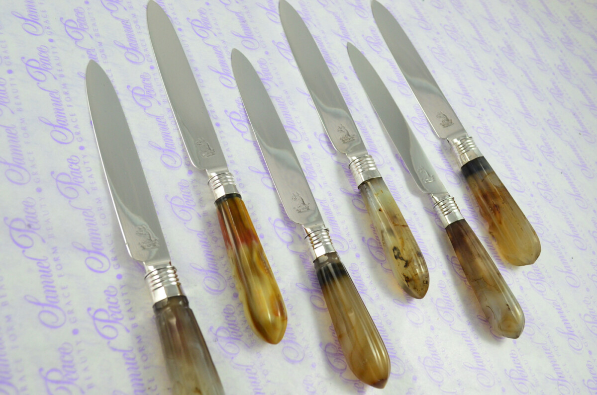 Moses Brent Agate Handle & Sterling Silver Bladed, Knives London 1802 - Image 3