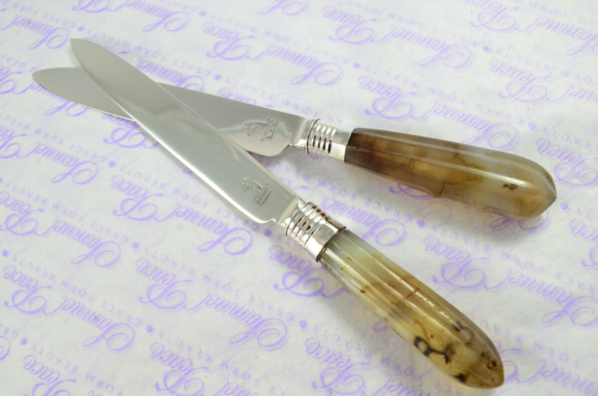 Moses Brent Agate Handle & Sterling Silver Bladed, Knives London 1802 - Image 5