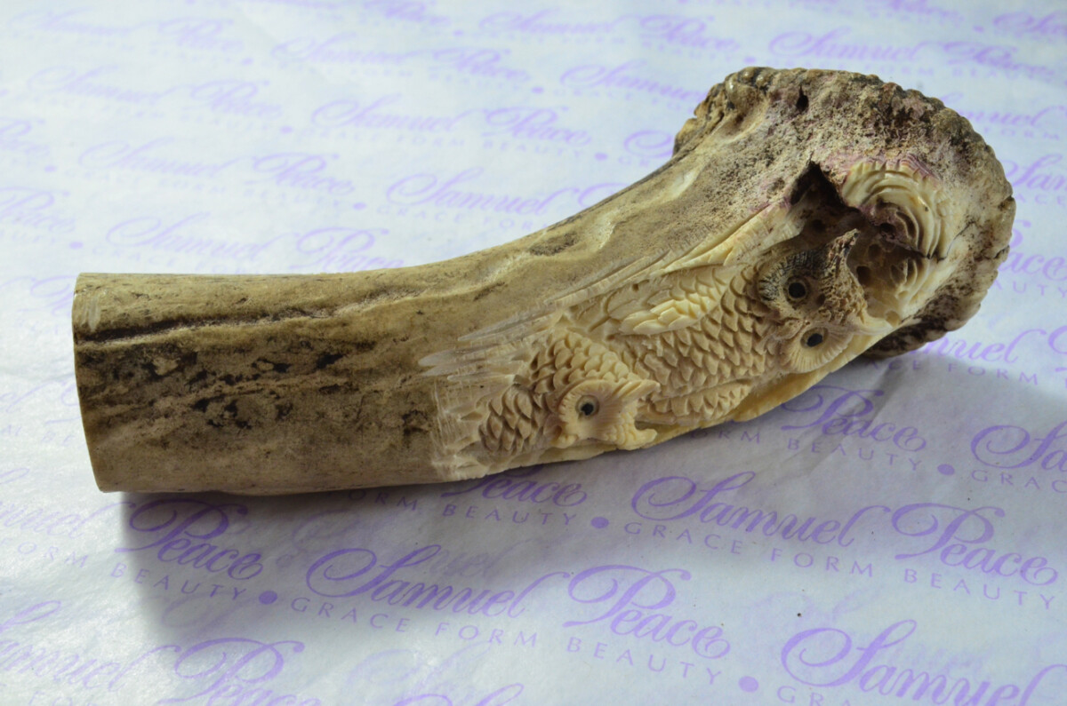 Rare Stag Crown Hand Carved Owls Walking Stick Cane Top Handle Stag Antler Horn Made Sheffield England - Image 4