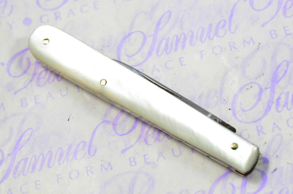 Ladies Single Bladed Fantastic Carbon Steel Bladed Mother Of Pearl Fully Restored Sheffield Made Pen/Pocket Knife c1900 - Image 5