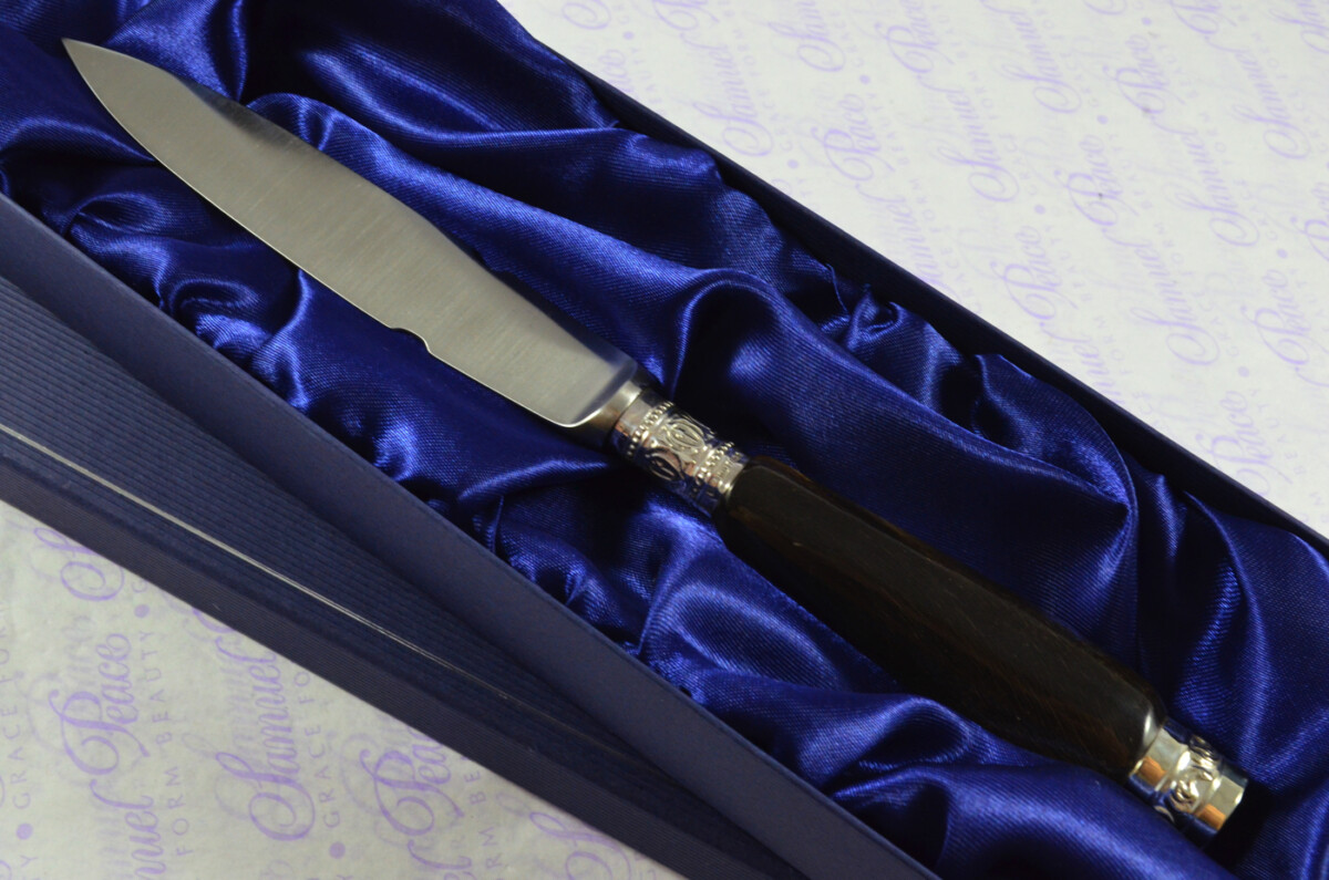 Silver Ferruled Buffalo Handled Sterling Silver Letter Opener Sheffield 2002 Gift Boxed - Image 2