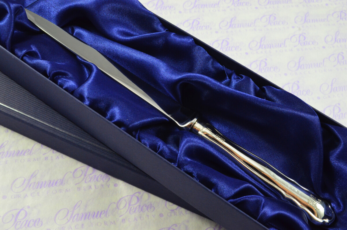 Walker & Hall Sheffield Sterling Silver Handled Letter Opener New Chippendale Pattern 1909 Cased - Image 2