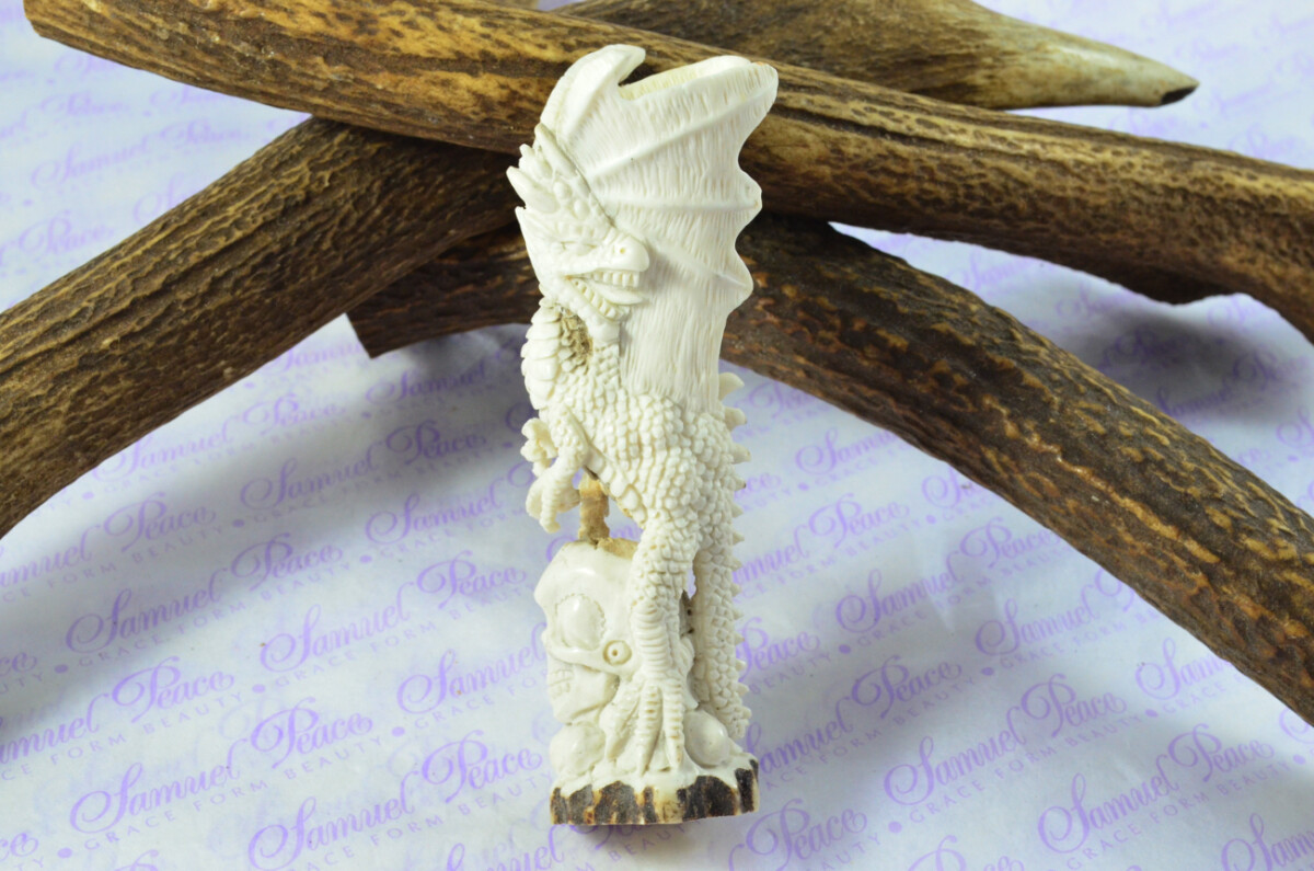 Unique Hand Carved Dragon Walking Stick Cane Top Handle Stag Antler Horn Made Sheffield England