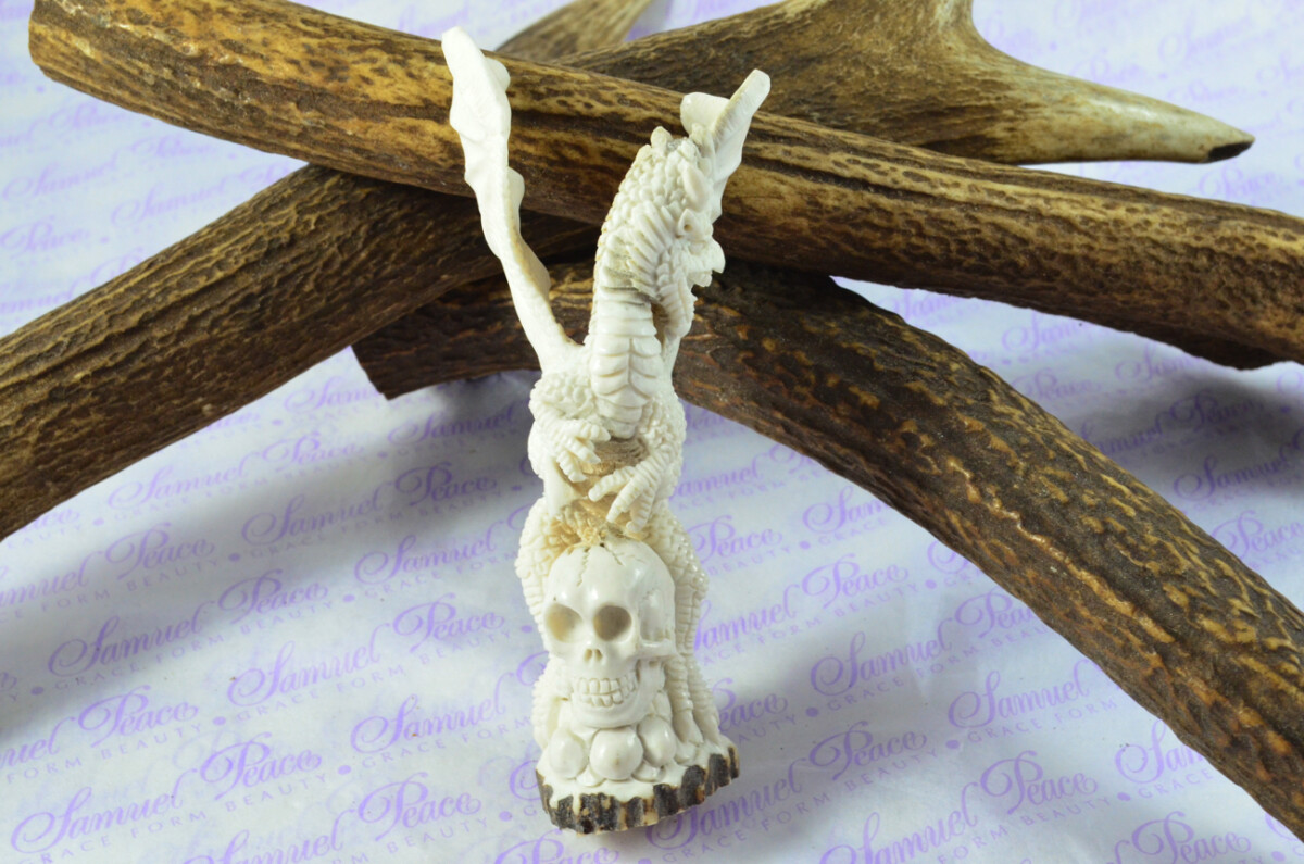 Unique Hand Carved Dragon Walking Stick Cane Top Handle Stag Antler Horn Made Sheffield England - Image 3