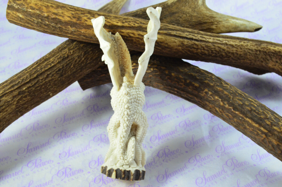 Unique Hand Carved Dragon Walking Stick Cane Top Handle Stag Antler Horn Made Sheffield England - Image 4