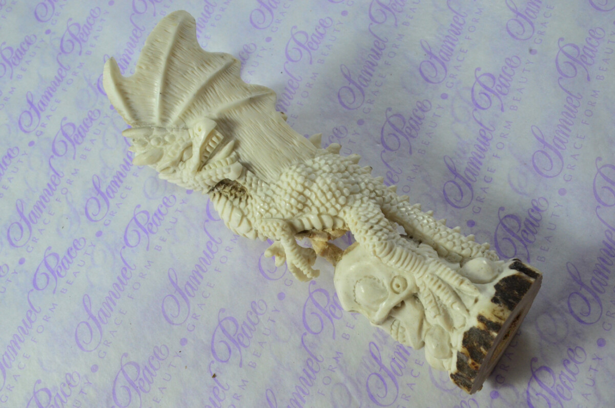 Unique Hand Carved Dragon Walking Stick Cane Top Handle Stag Antler Horn Made Sheffield England - Image 5
