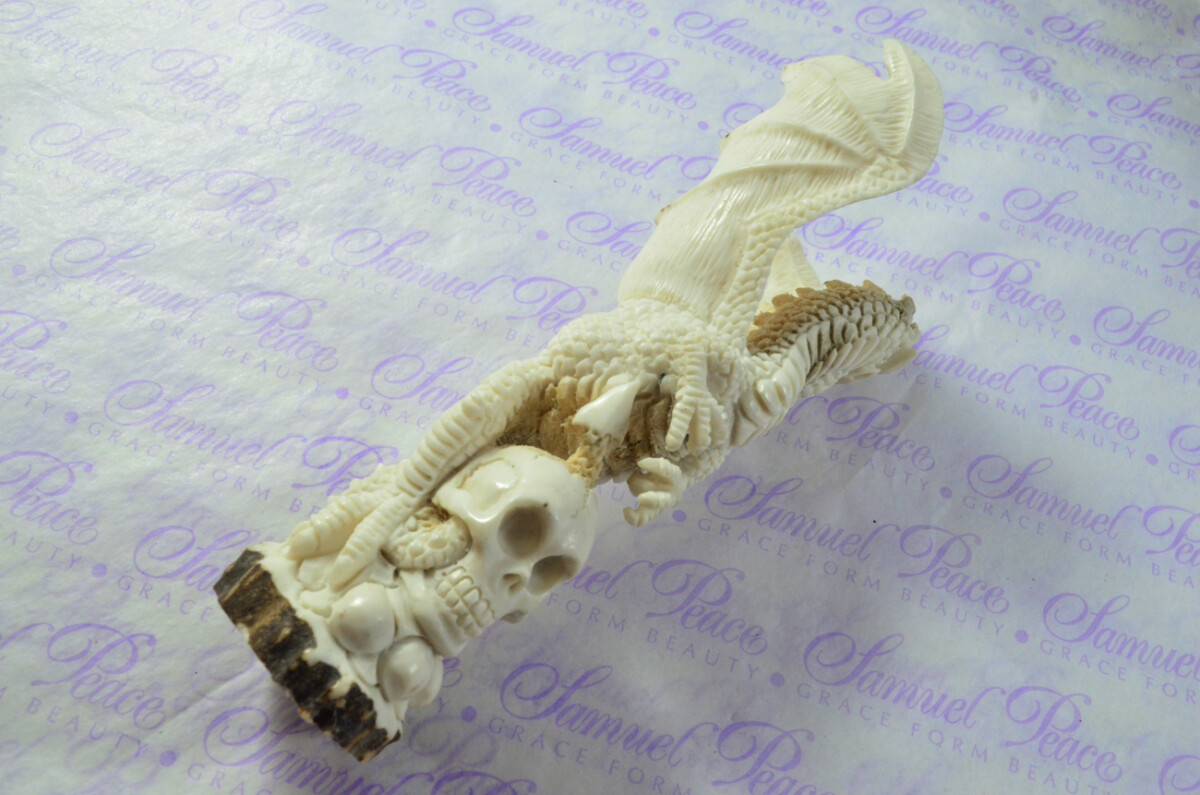 Unique Hand Carved Dragon Walking Stick Cane Top Handle Stag Antler Horn Made Sheffield England - Image 6