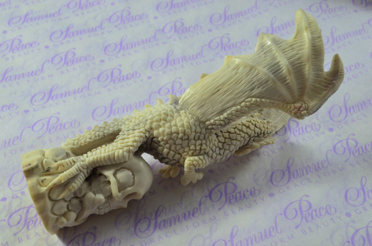 Hand Carved Dragon Walking Stick Cane Top Handle Stag Antler Horn Made Sheffield England - Image 8