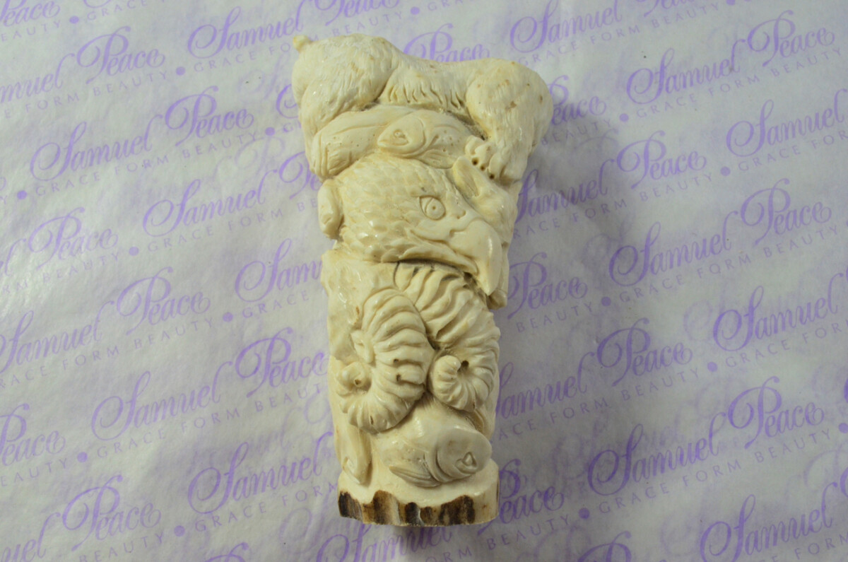 Delightful Hand Carved Brown Bear Walking Stick Cane Top Handle Stag Antler Horn Made Sheffield England - Image 5