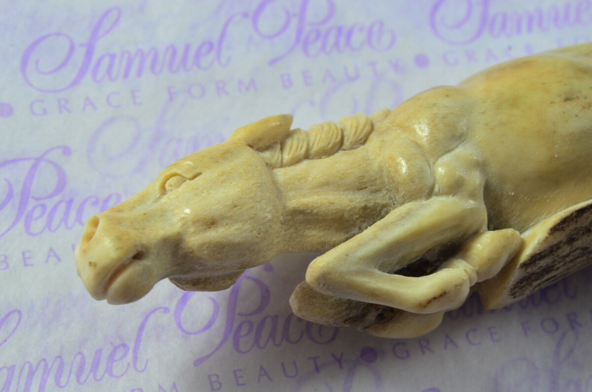 Racing Horse Hand Carved Stag Antler Horn Knife Handle Hobbyist Make Your Own Knife! Made in Sheffield England - Image 2