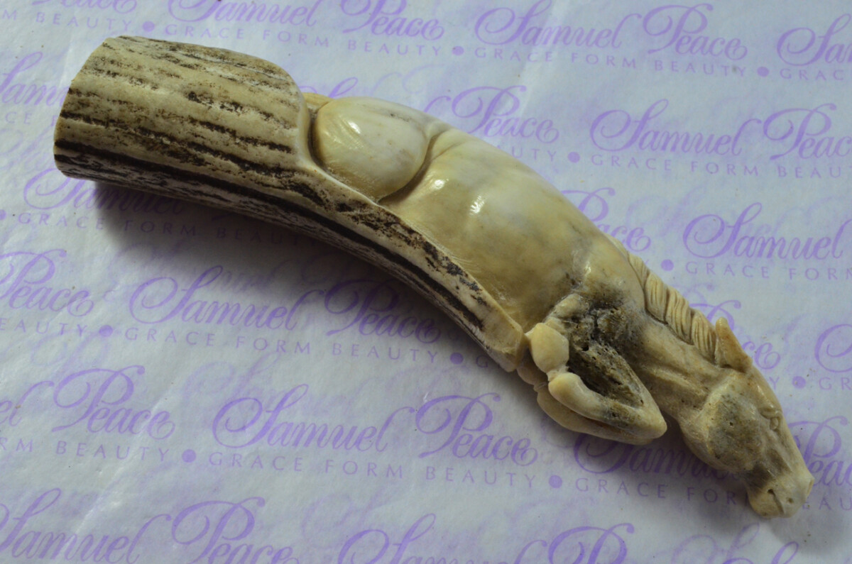 Racing Horse Hand Carved Stag Antler Horn Knife Handle Hobbyist Make Your Own Knife! Made in Sheffield England - Image 5