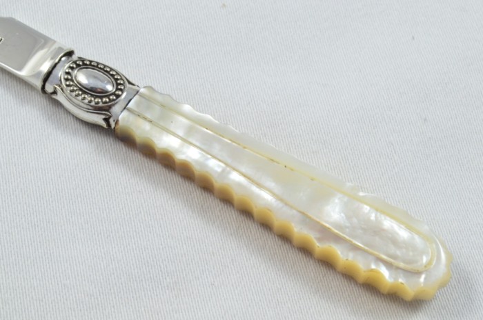 Amazing William Sansom Solid Silver Bladed and Carved Mother of Pearl Handled Letter Opener Sheffield 1838 Cased - Image 3