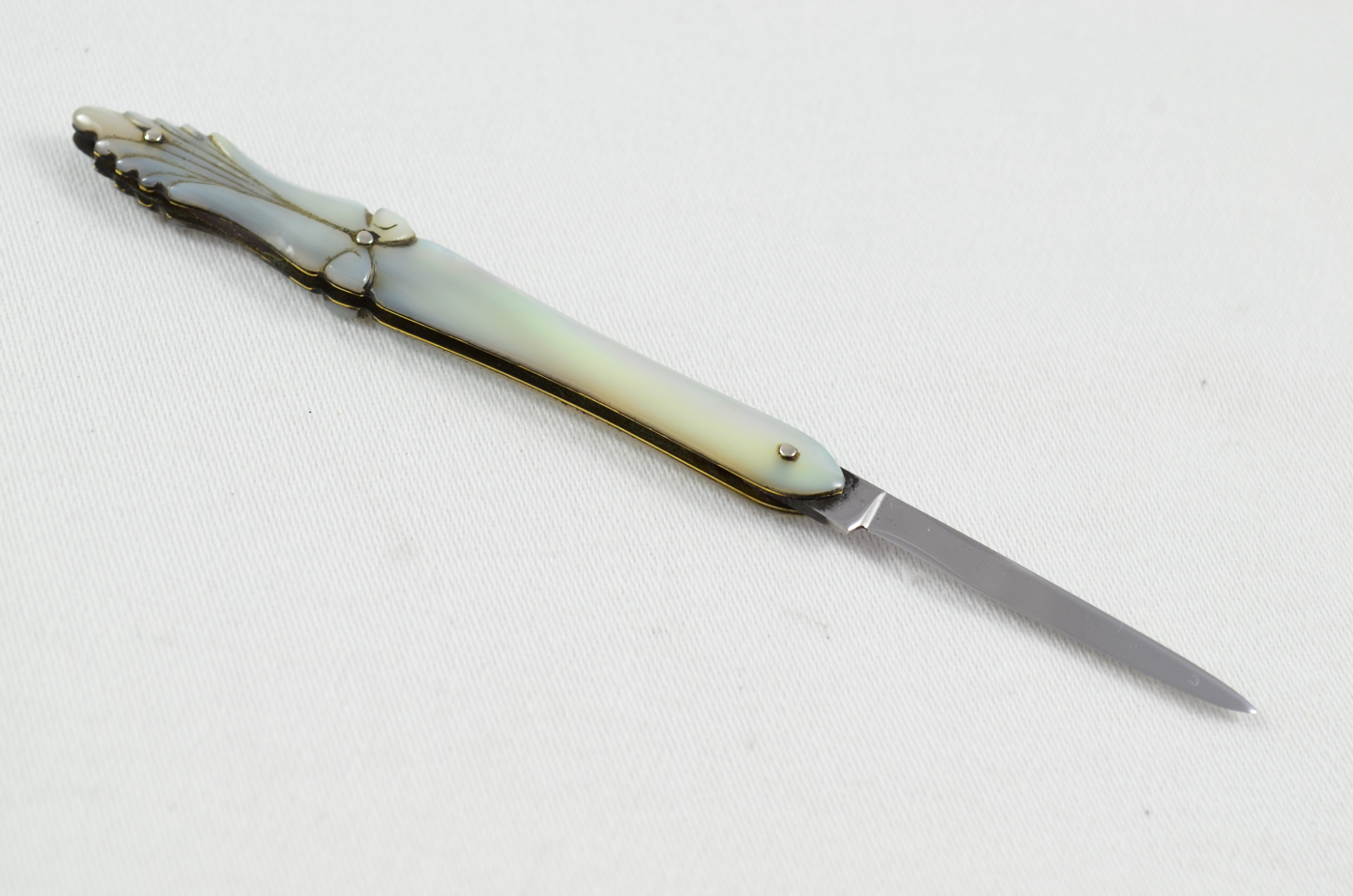 Antique Quill Knife With Hand Carved Mother Of Pearl Handle 1880 - Image 4