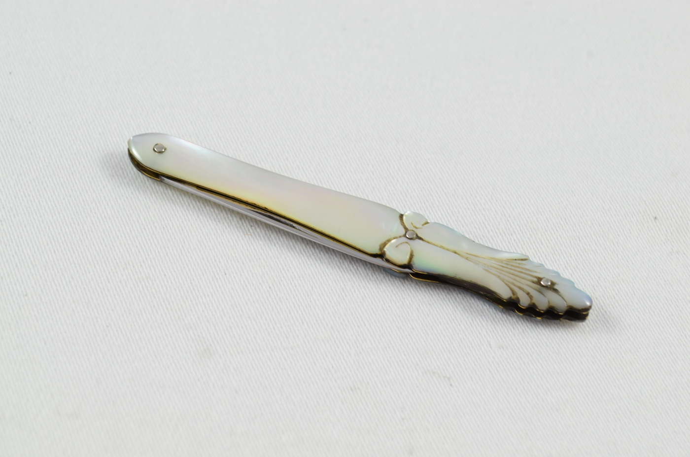 Antique Quill Knife With Hand Carved Mother Of Pearl Handle 1880 - Image 5