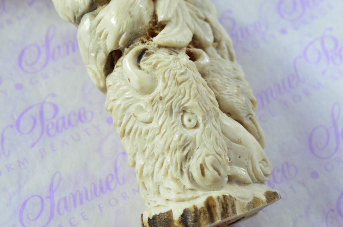 Pair of Foxes Hand Carved Walking Stick Cane Top Handle Stag Antler Horn Made Sheffield England - Image 7