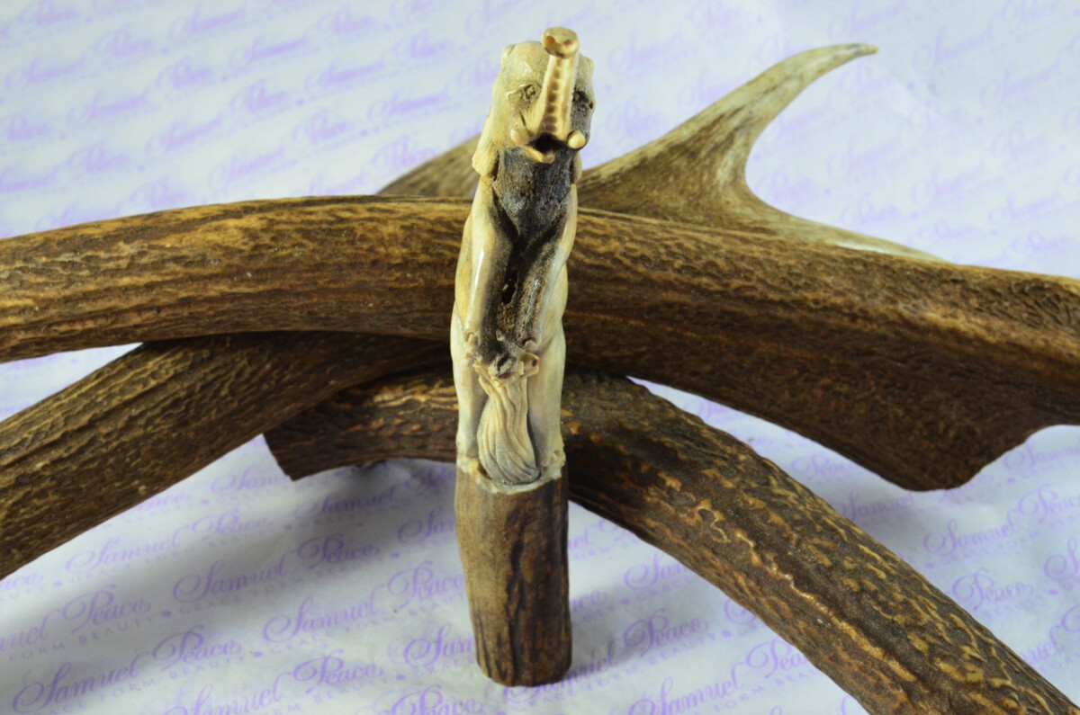 Elephant Hand Carved Walking Stick Cane Top Handle Stag Antler Horn Made Sheffield England - Image 5