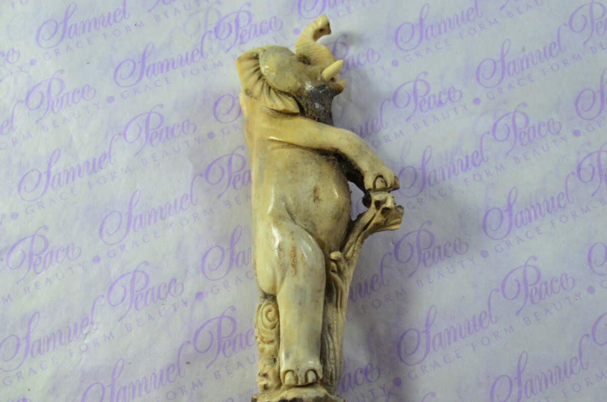Elephant Hand Carved Walking Stick Cane Top Handle Stag Antler Horn Made Sheffield England - Image 6