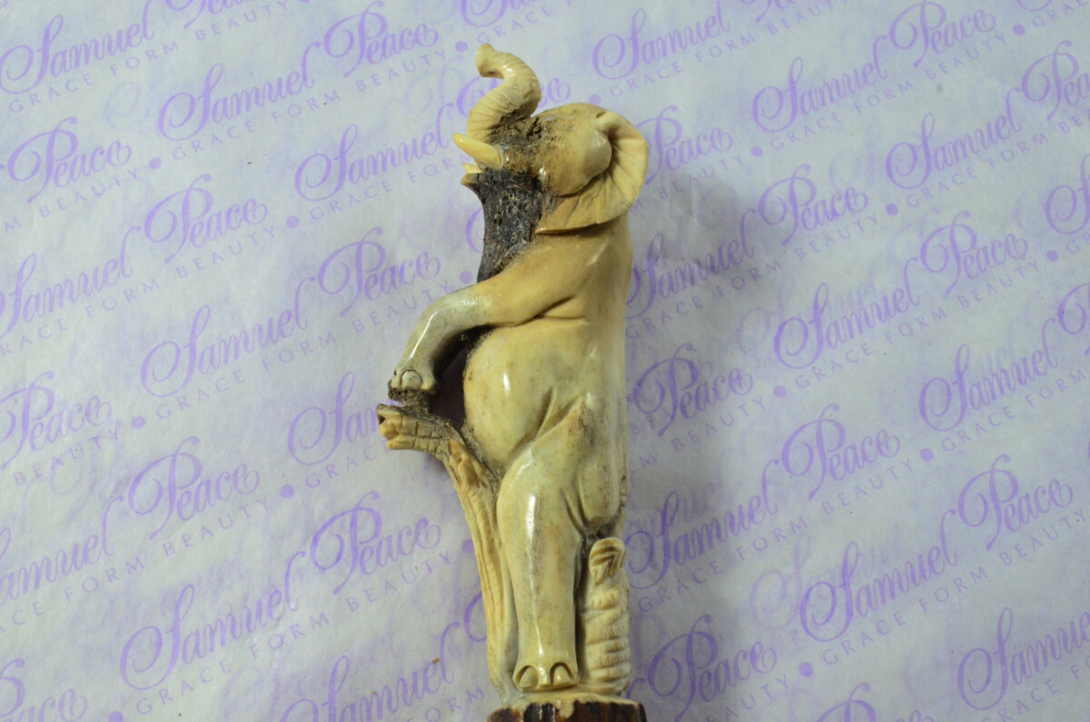 Elephant Hand Carved Walking Stick Cane Top Handle Stag Antler Horn Made Sheffield England - Image 7