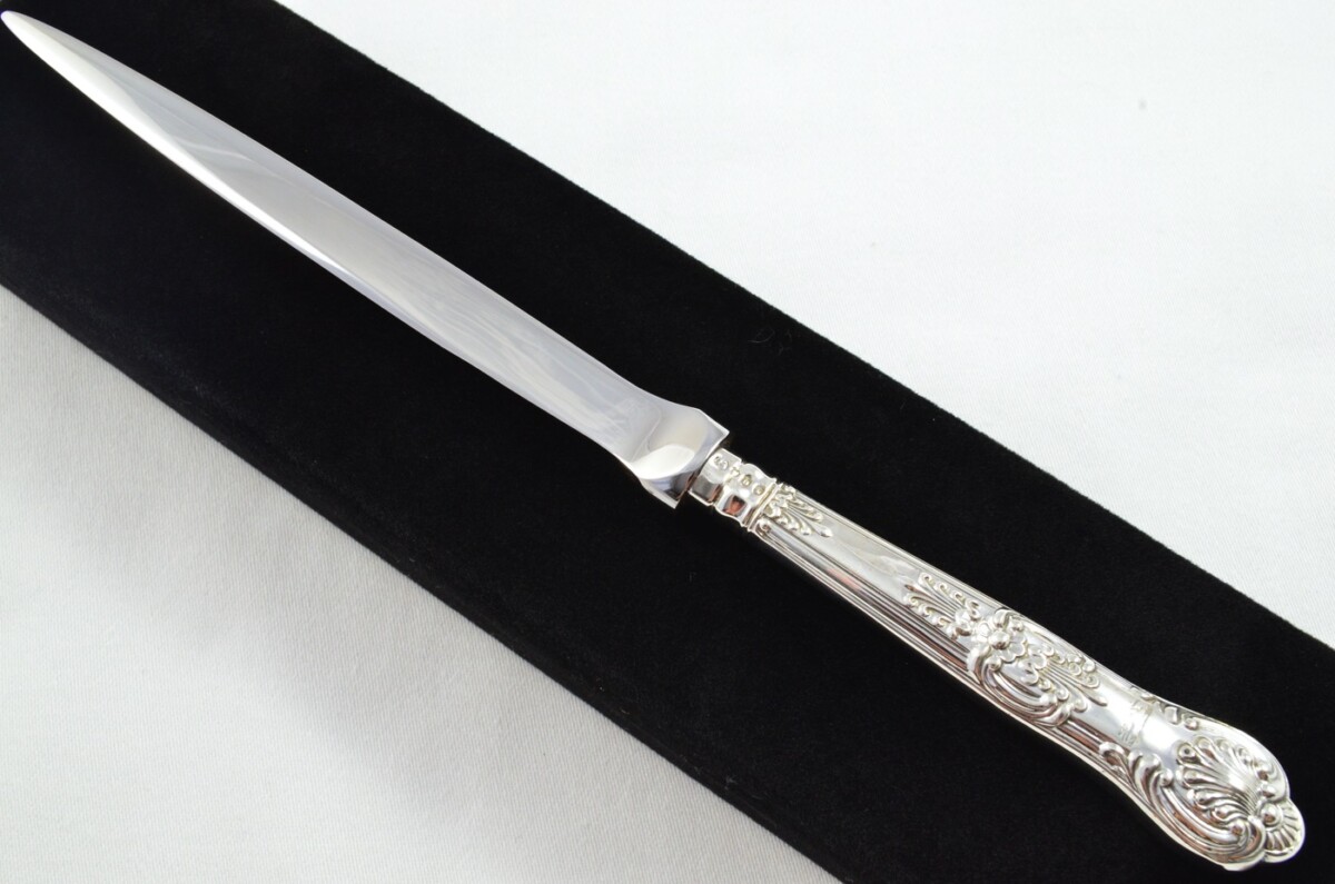 Francis Higgins Sterling Silver Handled Letter Opener Queens Pattern London 1859 Cased