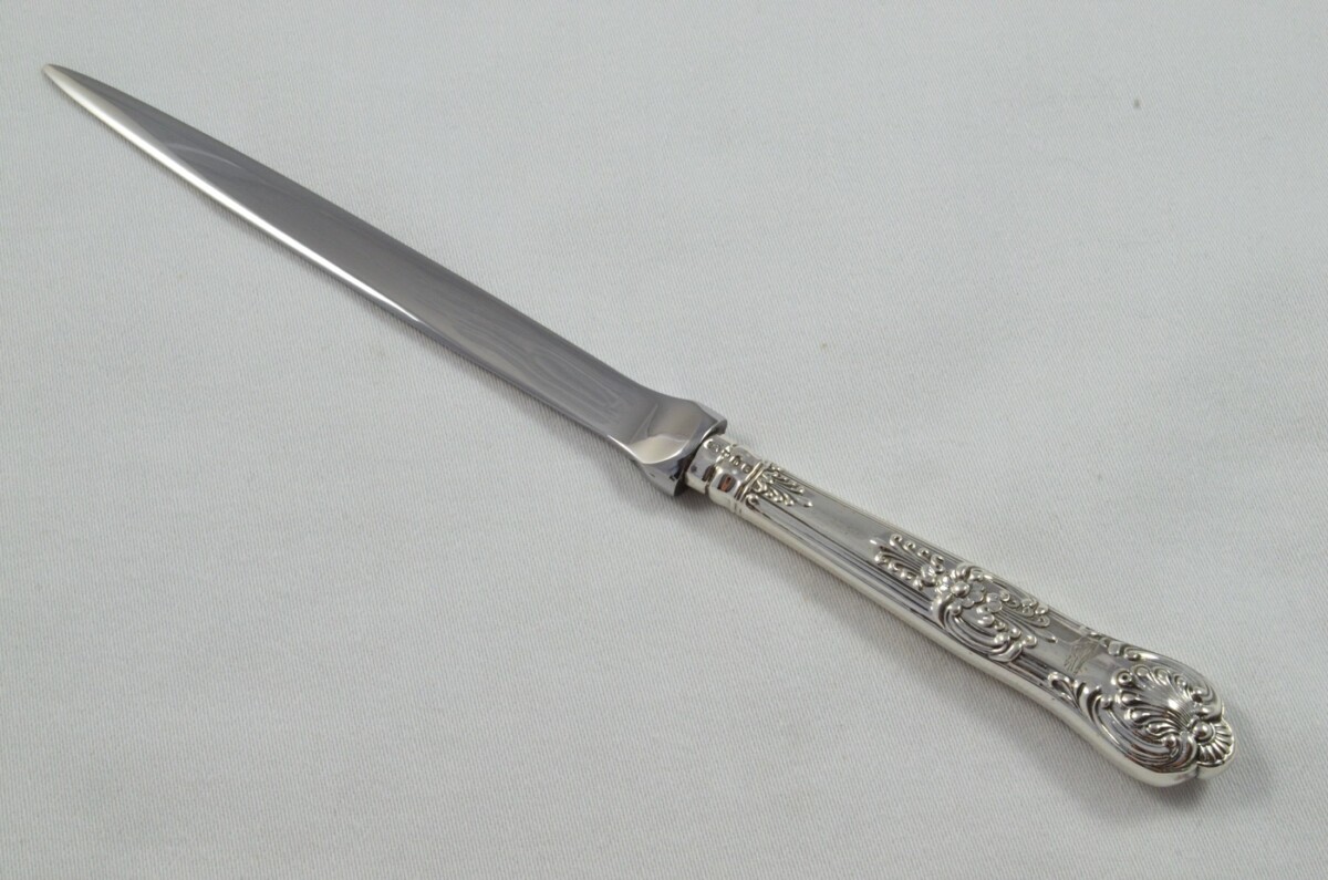 Francis Higgins Sterling Silver Handled Letter Opener Queens Pattern London 1859 Cased - Image 2