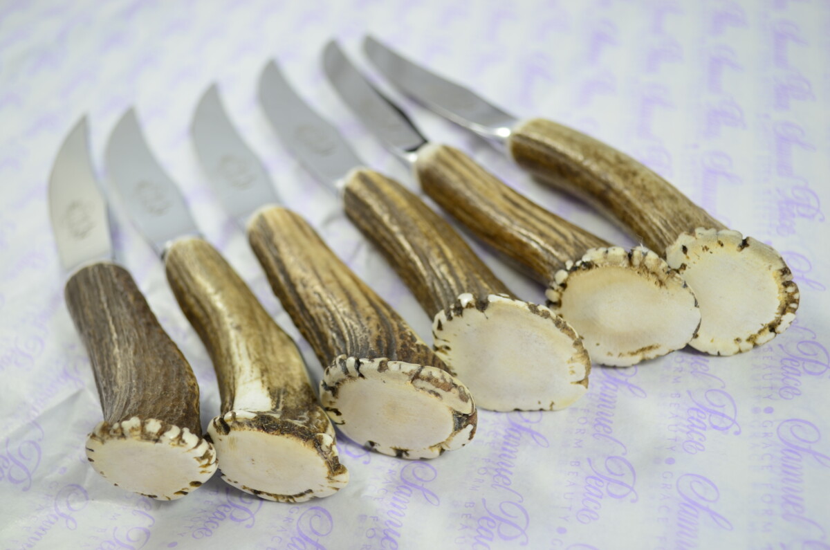Six Full Crown Genuine Stag/Antler Handle Steak Knives Made Sheffield England Cased - Image 7
