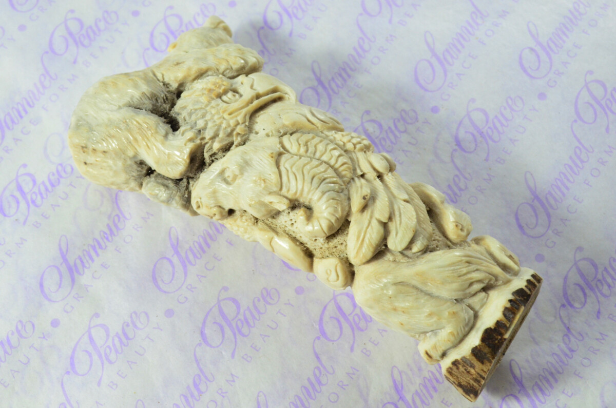 Unique Hand Carved Brown Bear Walking Stick Cane Top Handle Stag Antler Horn Made Sheffield England - Image 4