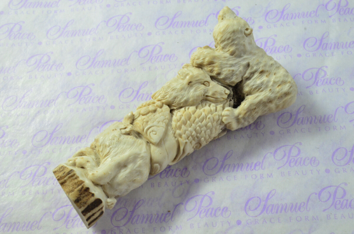 Unique Hand Carved Brown Bear Walking Stick Cane Top Handle Stag Antler Horn Made Sheffield England - Image 5