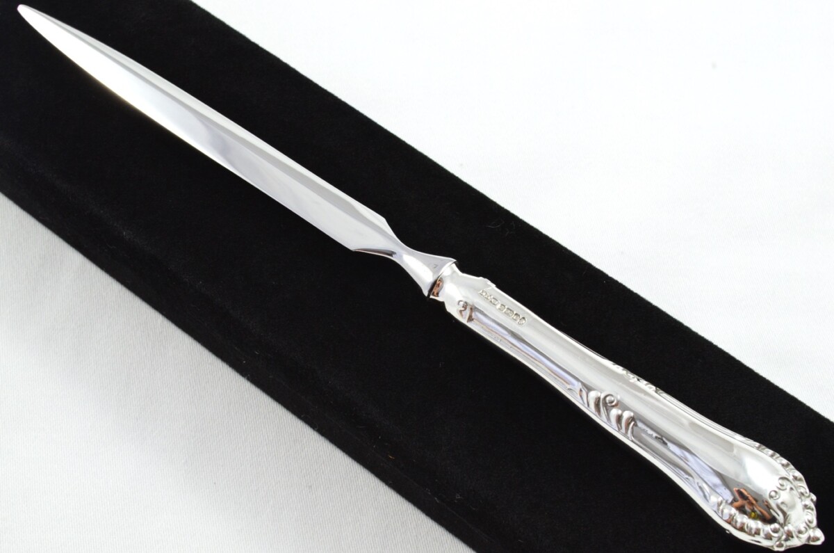 James Dixons & Sons Jubilee Edition Sterling Silver Handled Letter Opener Chesterfield Pattern Sheffield 1977 Cased