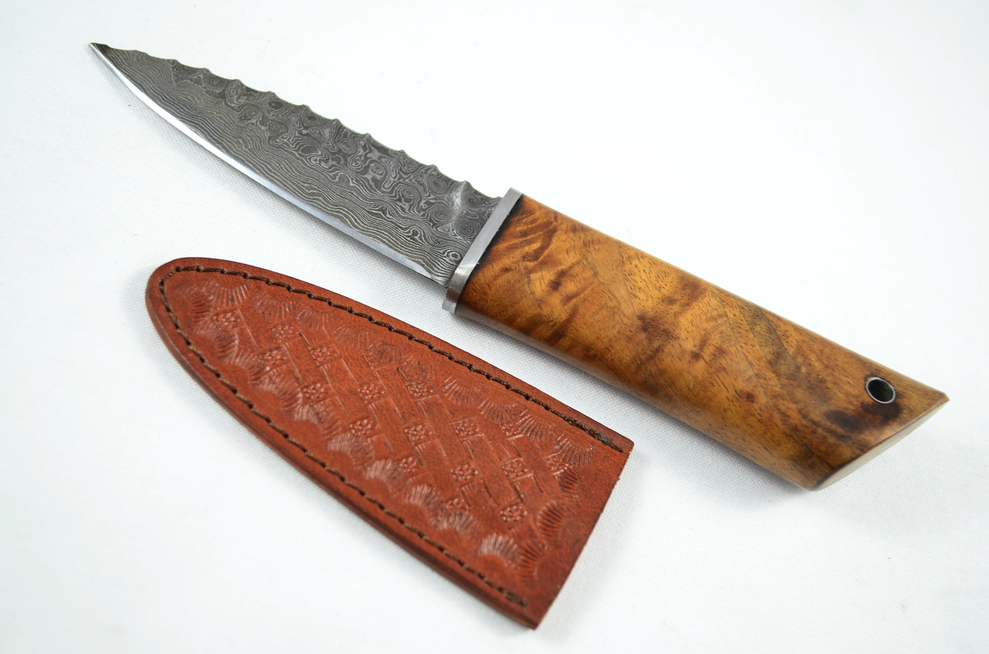A Genuine Cherry Wood Handled Damascus Steel Dirk Made In Sheffield England