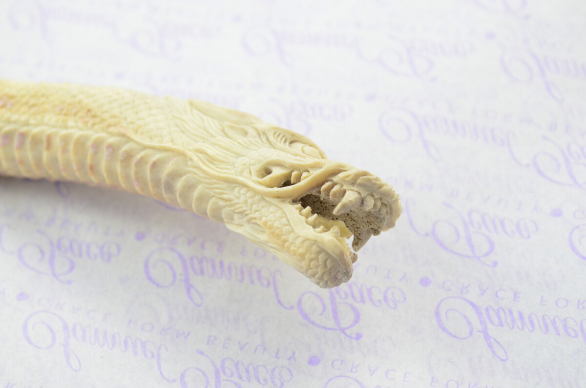 Astonishing Bespoke Hand Carved Chinese Dragon Stag Horn Antler Handle Sgian Dubh Hand Engraved Blade Sheffield England - Image 7
