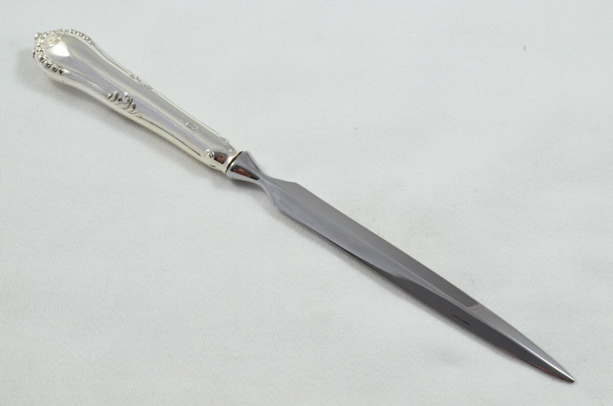 James Dixons & Sons Jubilee Edition Sterling Silver Handled Letter Opener Chesterfield Pattern Sheffield 1977 Cased - Image 5