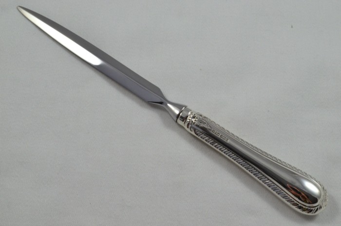 James Dixons & Sons Sterling Silver Handled Letter Opener Feather Edge Pattern Sheffield 1983 Cased - Image 2