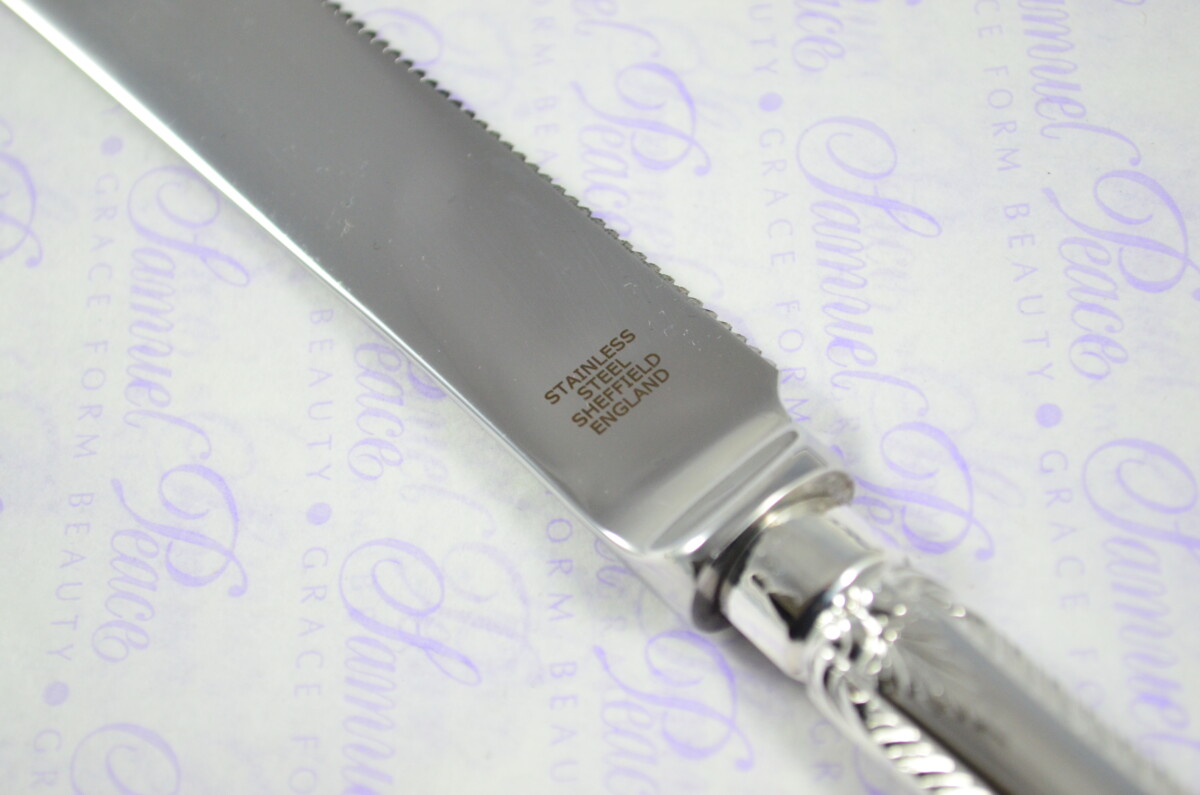 Feather Edge Pattern Sheffield Silver Plated Challah Bread & Cake Knife Shabbat Judaica - Image 7