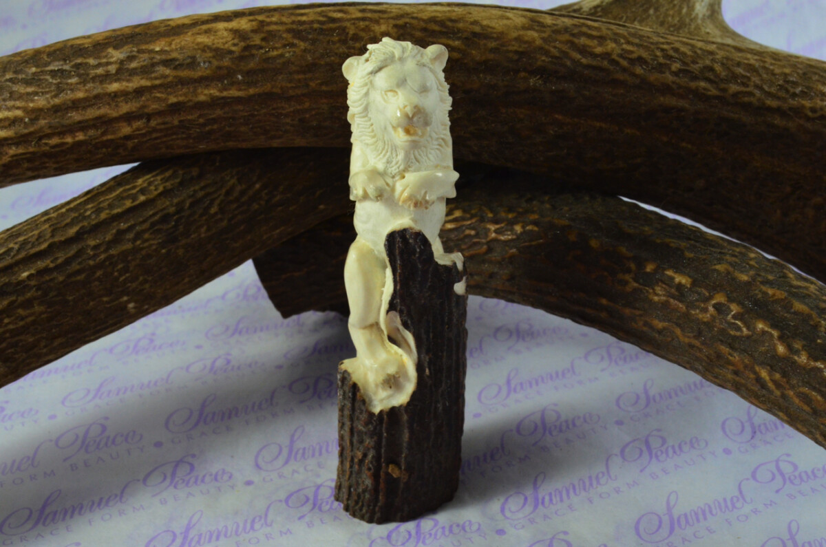 Lion Hand Carved Stag Antler Horn Knife Handle Hobbyist Make Your Own Knife! Made in Sheffield England - Image 4