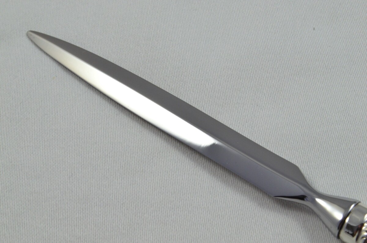 James Dixons & Sons Sterling Silver Handled Letter Opener Feather Edge Pattern Sheffield 1983 Cased - Image 5