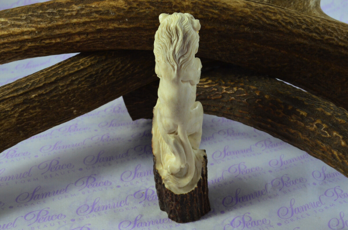 Lion Hand Carved Stag Antler Horn Knife Handle Hobbyist Make Your Own Knife! Made in Sheffield England - Image 5