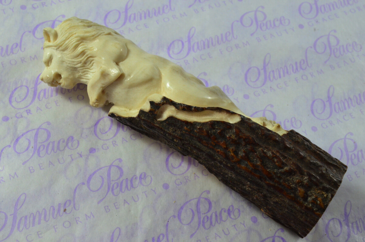 Lion Hand Carved Stag Antler Horn Knife Handle Hobbyist Make Your Own Knife! Made in Sheffield England - Image 6