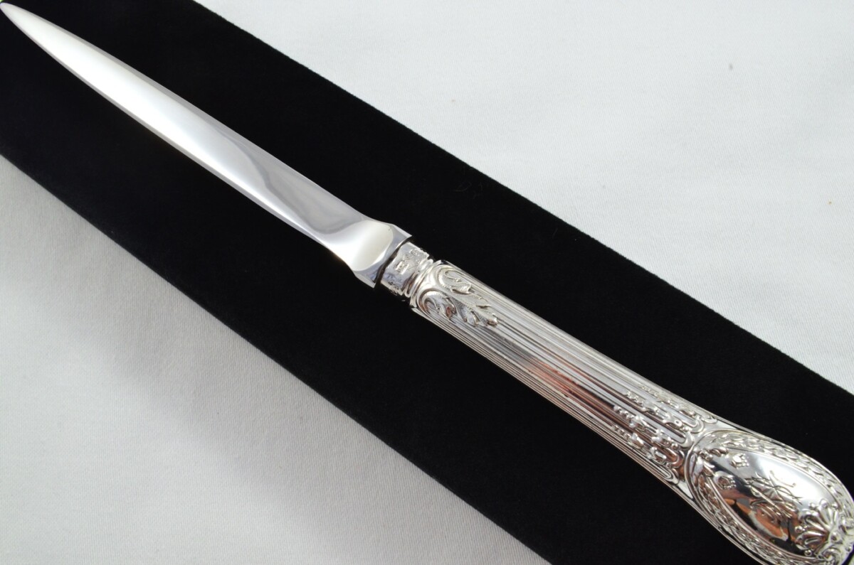 Henry Howson Sterling Silver Handled Letter Opener Hepplewhite Pattern Sheffield C.1870 cased