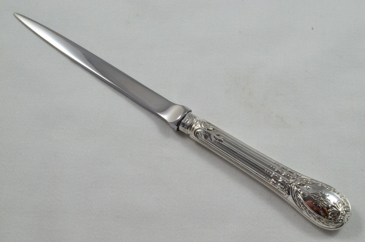 Henry Howson Sterling Silver Handled Letter Opener Hepplewhite Pattern Sheffield C.1870 cased - Image 2