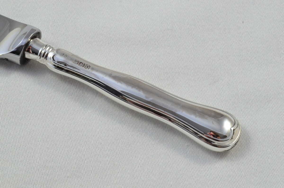 Antique Sheffield Sterling Silver Handled Cheese Knife French Fiddle Pattern 1922 - Image 3