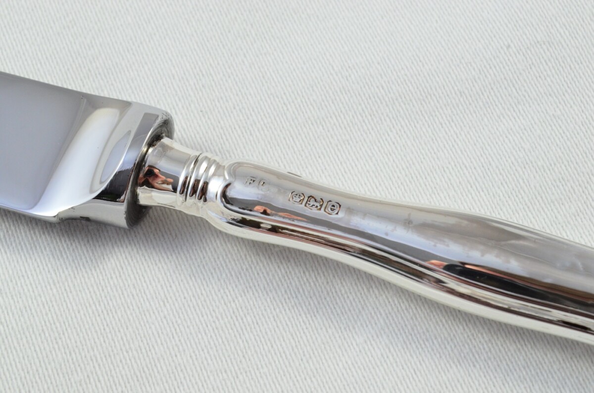 Antique Sheffield Sterling Silver Handled Cheese Knife French Fiddle Pattern 1922 - Image 4