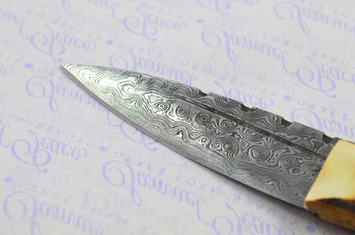Amazing Bespoke Hand Carved Wolf Head Stag Horn Antler Handle Sgian Dubh Damascus Blade Sheffield England - Image 5
