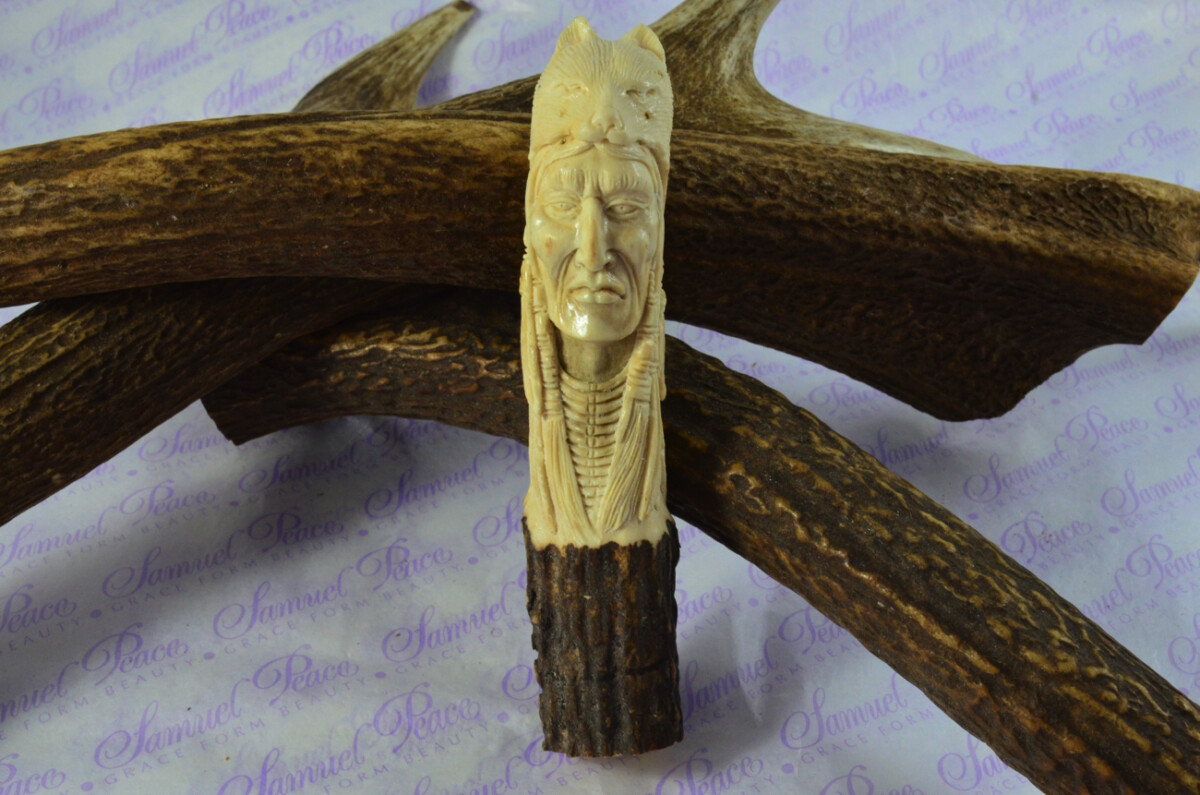American Indian Hand Carved Stag Antler Horn Knife Handle Hobbyist Make Your Own Knife! Made in Sheffield England