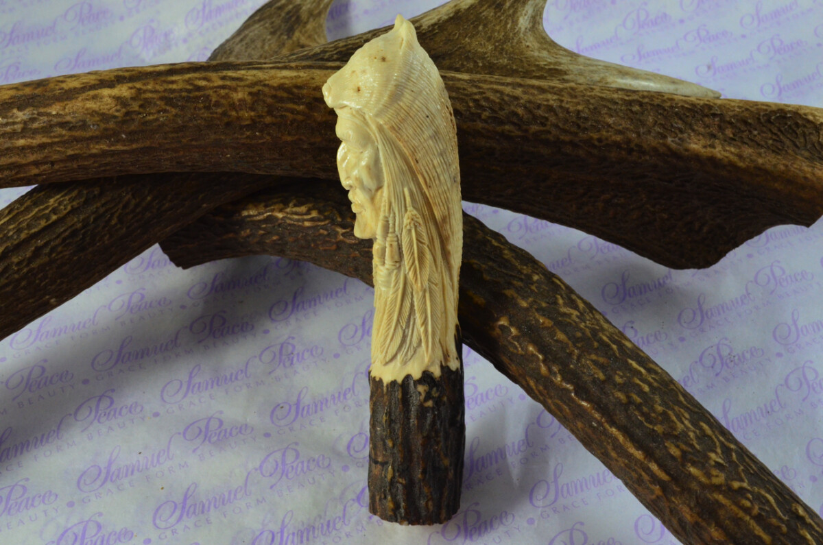 American Indian Hand Carved Stag Antler Horn Knife Handle Hobbyist Make Your Own Knife! Made in Sheffield England - Image 3
