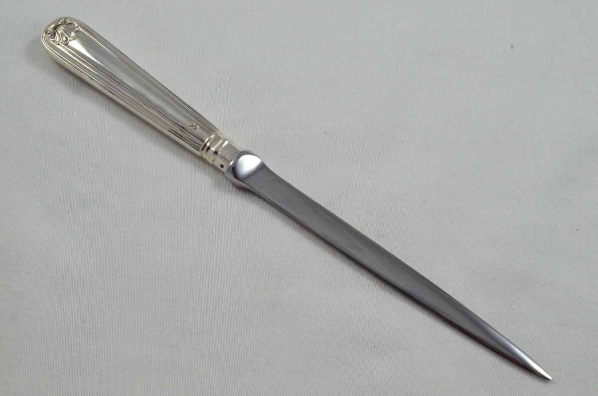E.P & Co Sterling Silver Handled Letter Opener Thread & Shell Pattern Sheffield 1977 Cased - Image 6