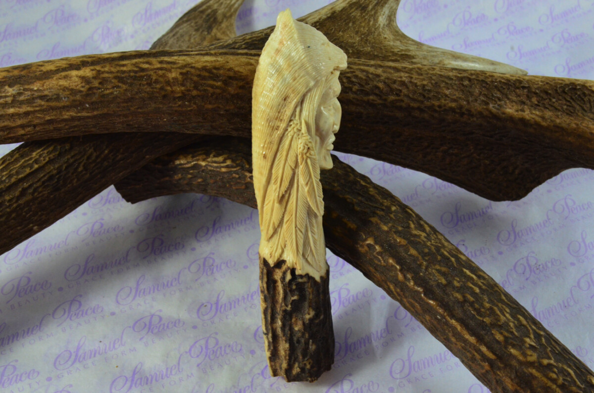 American Indian Hand Carved Stag Antler Horn Knife Handle Hobbyist Make Your Own Knife! Made in Sheffield England - Image 4