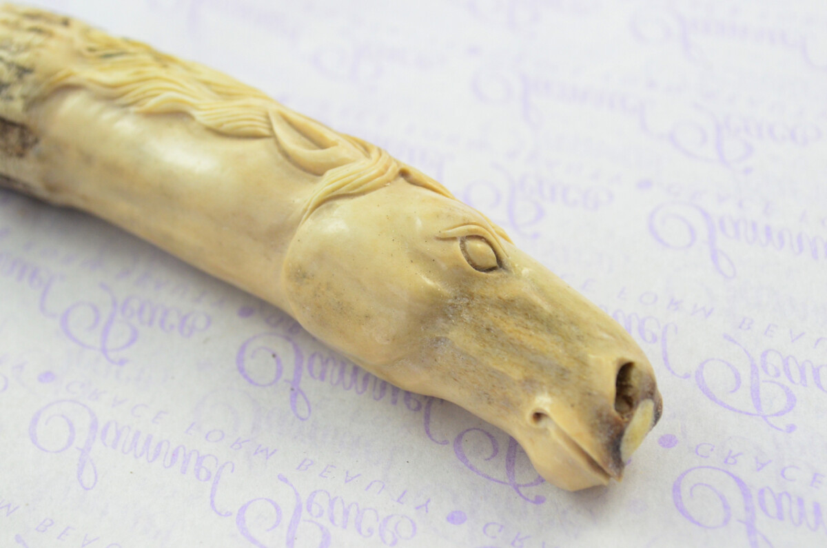 Astonishing Bespoke Hand Carved Horse Stag Horn Antler Handle Sgian Dubh Hand Engraved Blade Sheffield England - Image 6