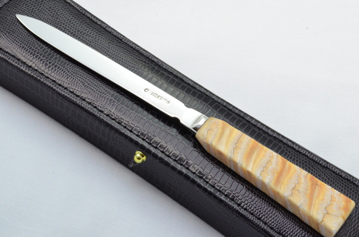 RARE Cased Sheffield Mammoth Tooth Handled Letter Opener 1827