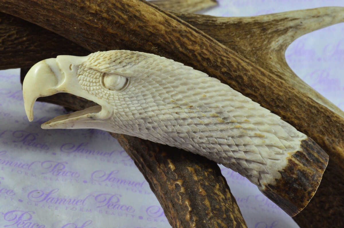 American Eagle Hand Carved Stag Antler Horn Knife Handle Hobbyist Make Your Own Knife! Made in Sheffield England